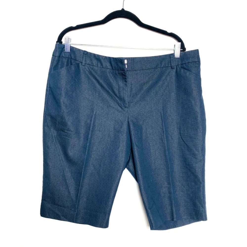 7th AVENUE NEW YORK NAVY BLUE FLAT-FRONT CHINO SHORT 16